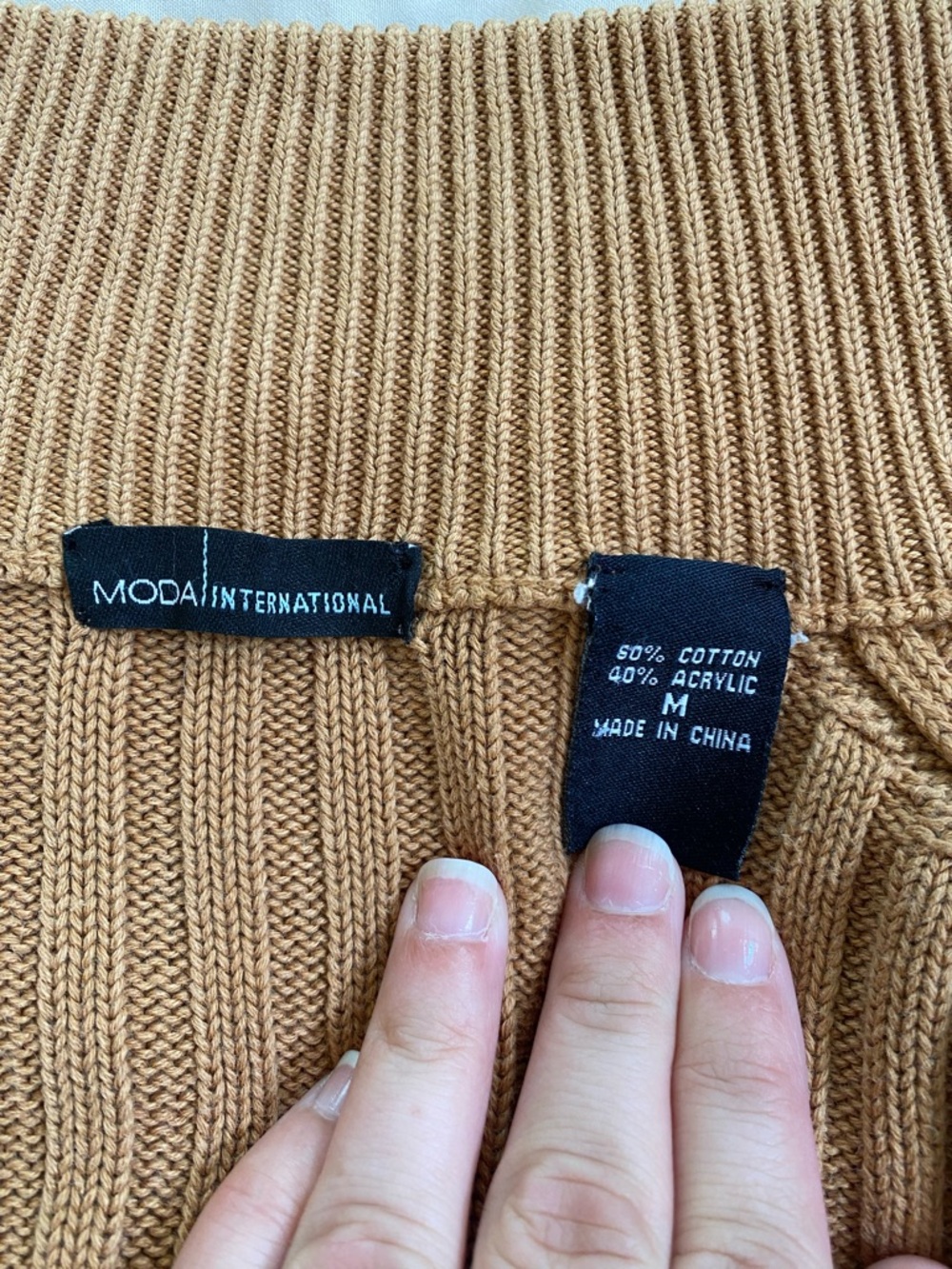 Moda International Camel Ribbed Button Up Cardigan - Picture 3 of 6